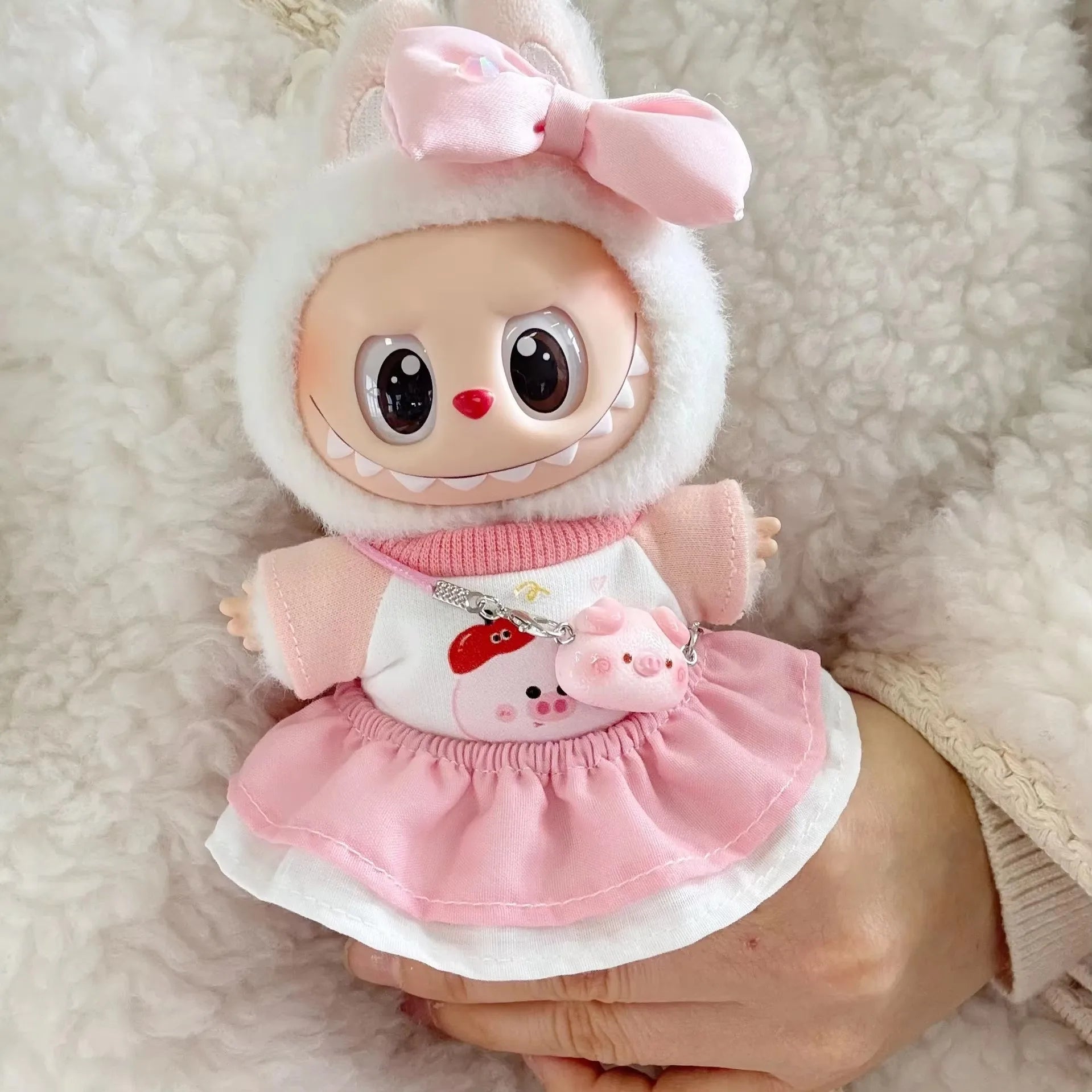 17cm labubu clothes outfit Plush doll clothes Macaron Cute Clothing DIY Kid Gift  Dog Clothes Hair accessories v1 v2 clothes
