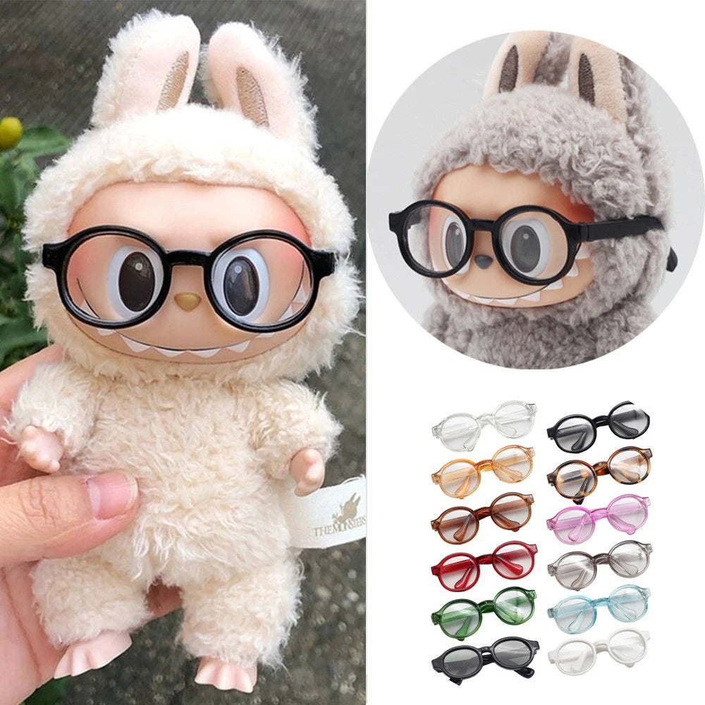 17cm labubu Glasses 6.5cm Transparent Plastic Glasses For 1/8 1/6 1/3 1/4 BJD for Labubu MSD SD Plush for EXO Doll sunglasses