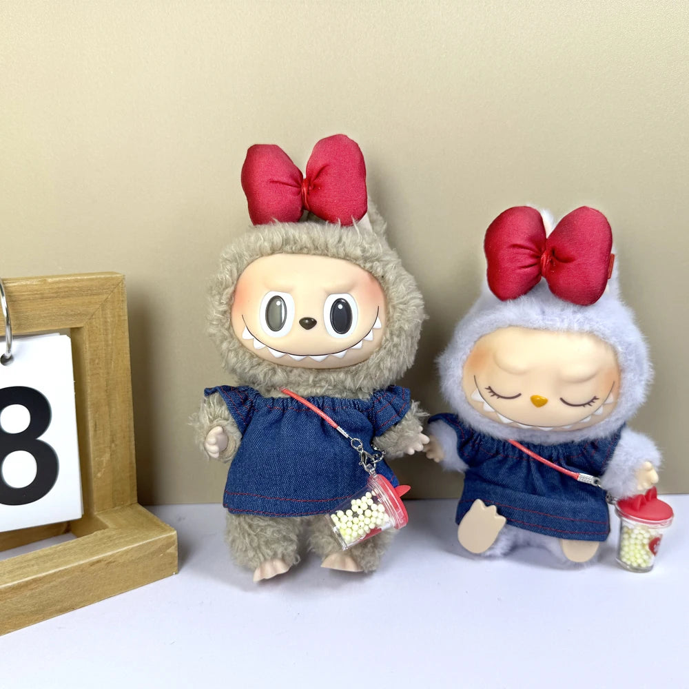 17cm labubu clothes outfit Plush doll clothes Macaron Cute Clothing DIY Kid Gift  Dog Clothes Hair accessories v1 v2 clothes