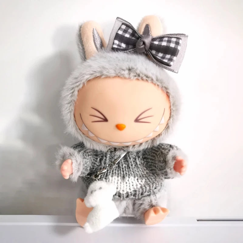 17cm labubu clothes outfit Plush doll clothes Macaron Cute Clothing DIY Kid Gift  Dog Clothes Hair accessories v1 v2 clothes