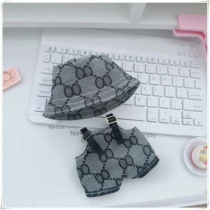 Mini Doll'S Clothes Outfit Accessories for 15-17cm  Labubu & 10cm Cotton Doll Love Hoodie Pink Children's toys