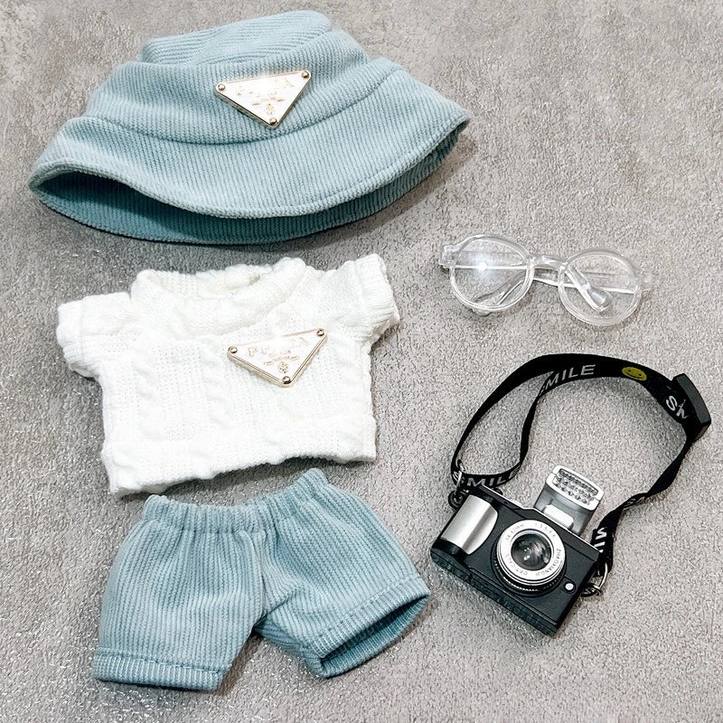 Labubu first and second generation baby clothes labubu triangle sweater overalls hat set can be worn for sitting parties