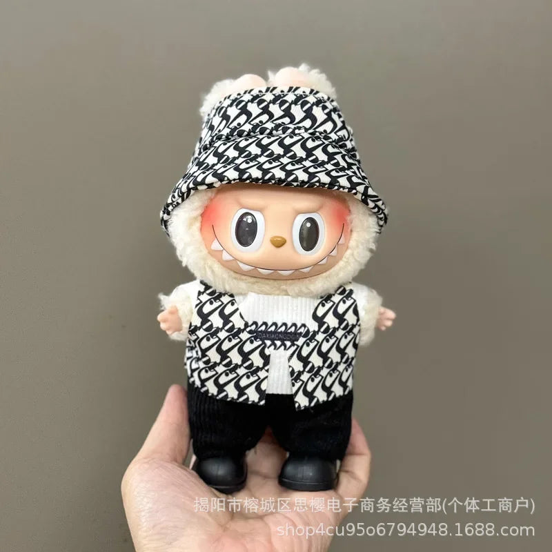 Labubu high imitation big baby clothes 17cm vinyl doll pendant plush toy clothes suit skirt