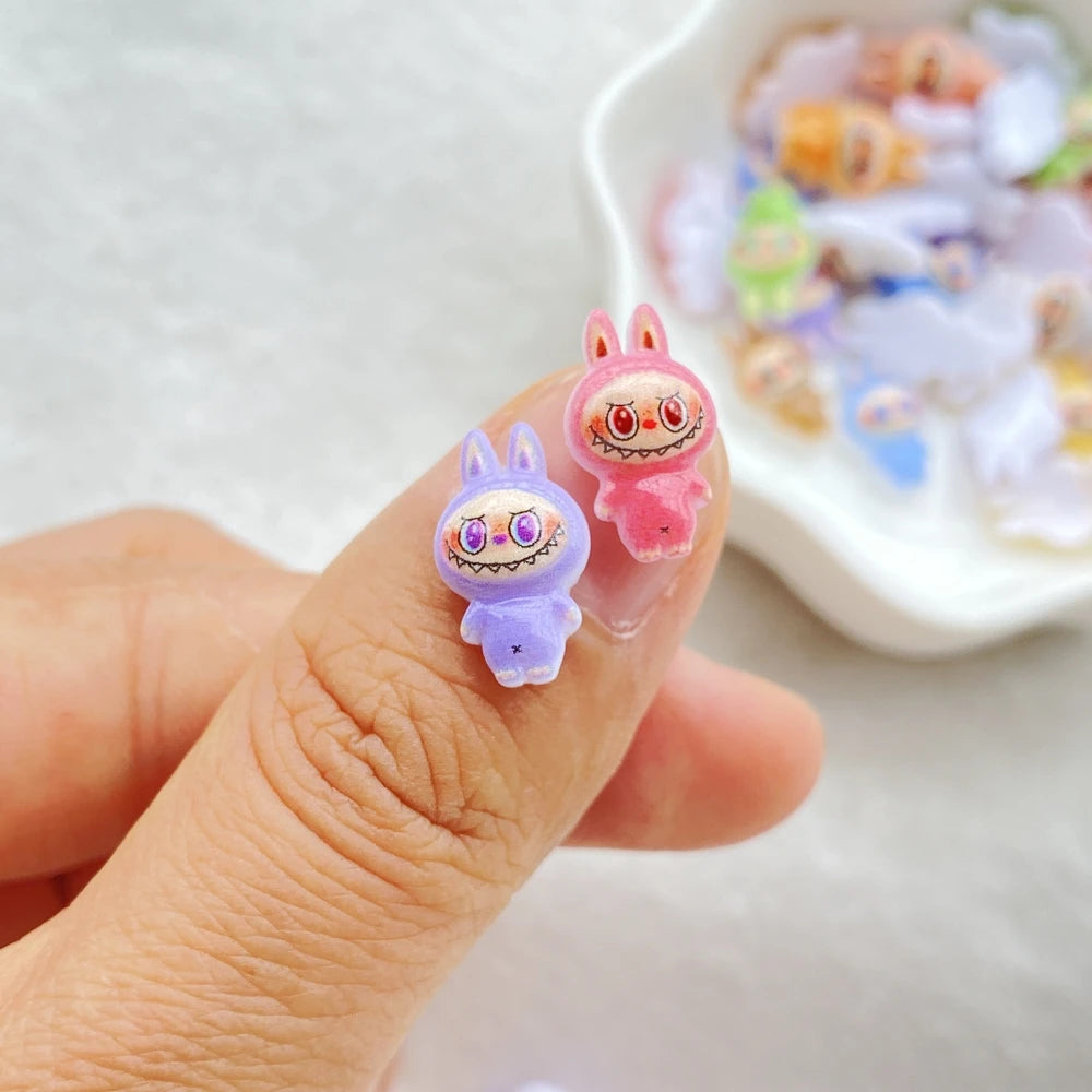 50pcs Resin Colorful Mini Cartoon Animal Rabbit Nail Art Flatback Rhinestone Figurines DIY Miniatures Scrapbook Decor Crafts