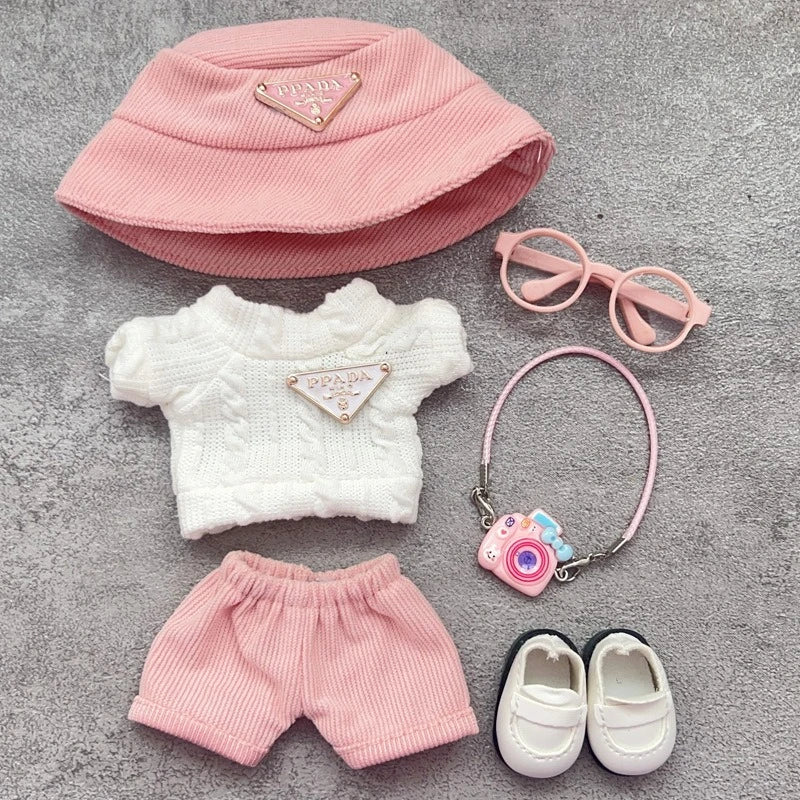 Labubu first and second generation baby clothes labubu triangle sweater overalls hat set can be worn for sitting parties