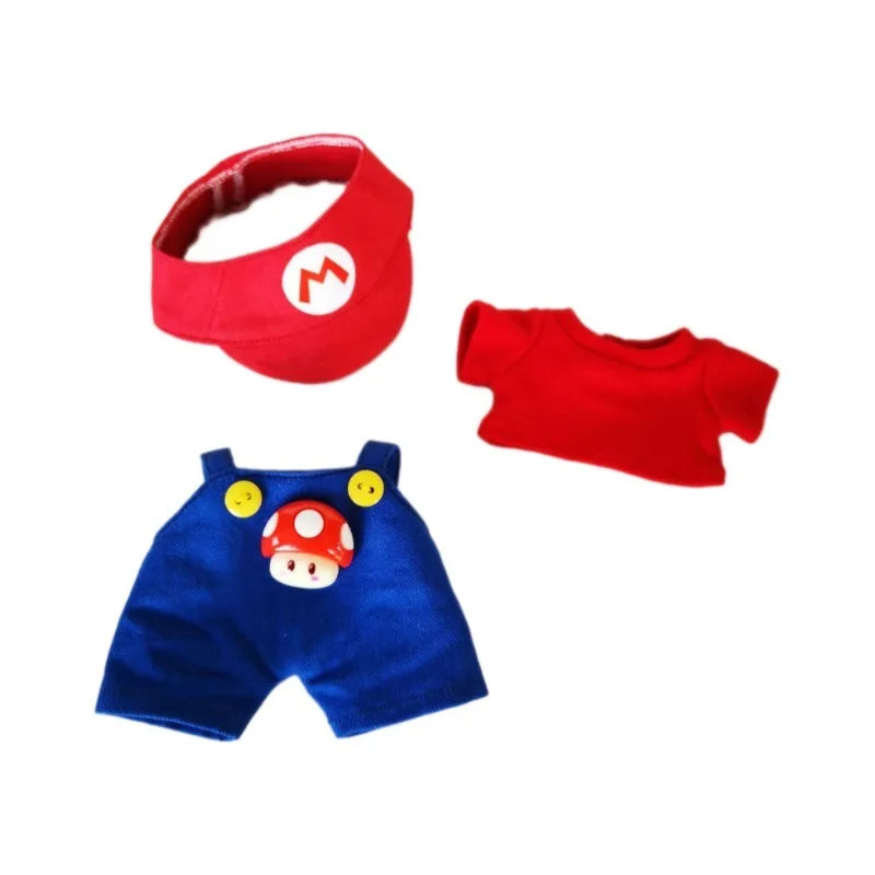 17cm Super Mario Cosplay Clothes Game Character Dress Up Clothes Labubu Clothes Keychain Dolls With Replacement Clothes