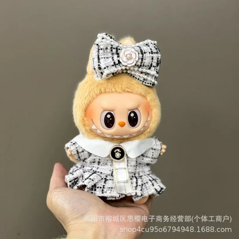 Labubu high imitation big baby clothes 17cm vinyl doll pendant plush toy clothes suit skirt