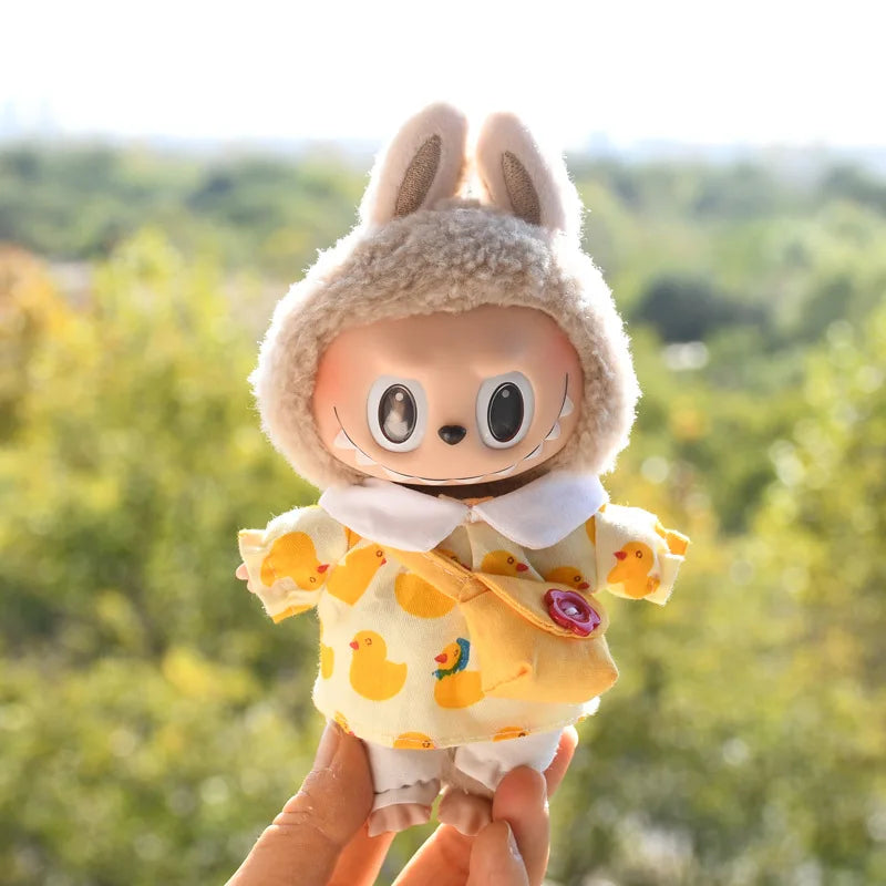 Only Clothes] 17cm Labubu V1 Clothes Outfit Dress Uniform Clothing Labubu Vinyl Pendant's Accessories Wedding Dress Girl Gift