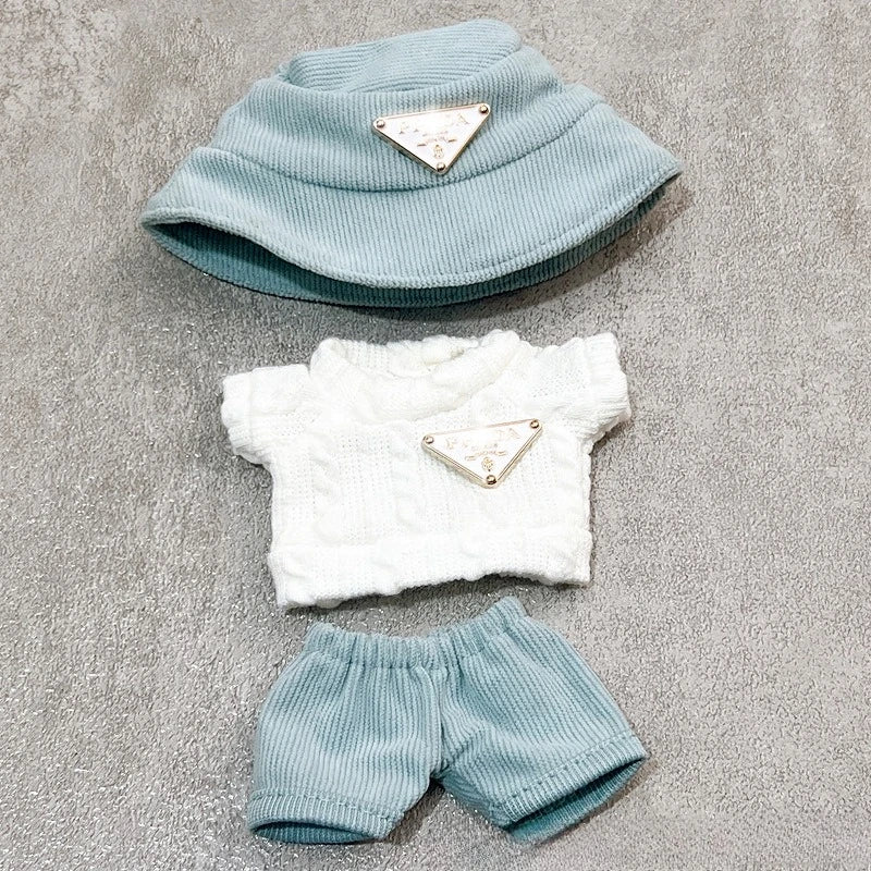 Labubu first and second generation baby clothes labubu triangle sweater overalls hat set can be worn for sitting parties