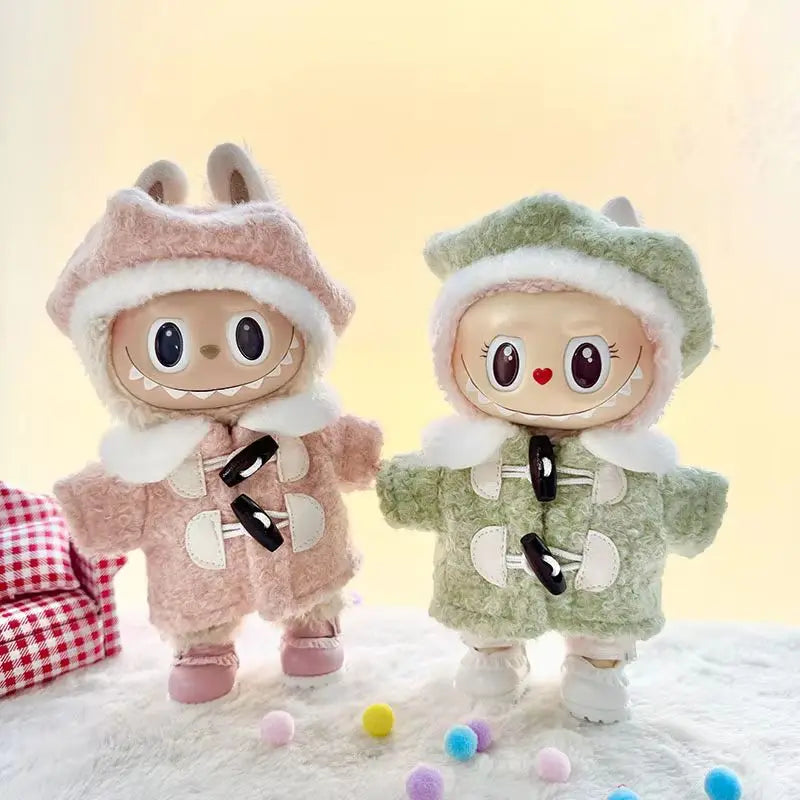 17cm Labubu Handmade Custom Clothing Paired With Elegant Dresses Printed Work Pants Scarves Fashion Shoes