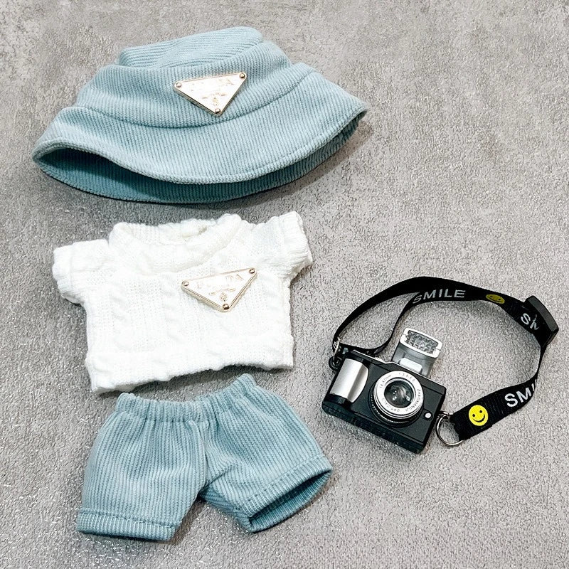 Labubu first and second generation baby clothes labubu triangle sweater overalls hat set can be worn for sitting parties