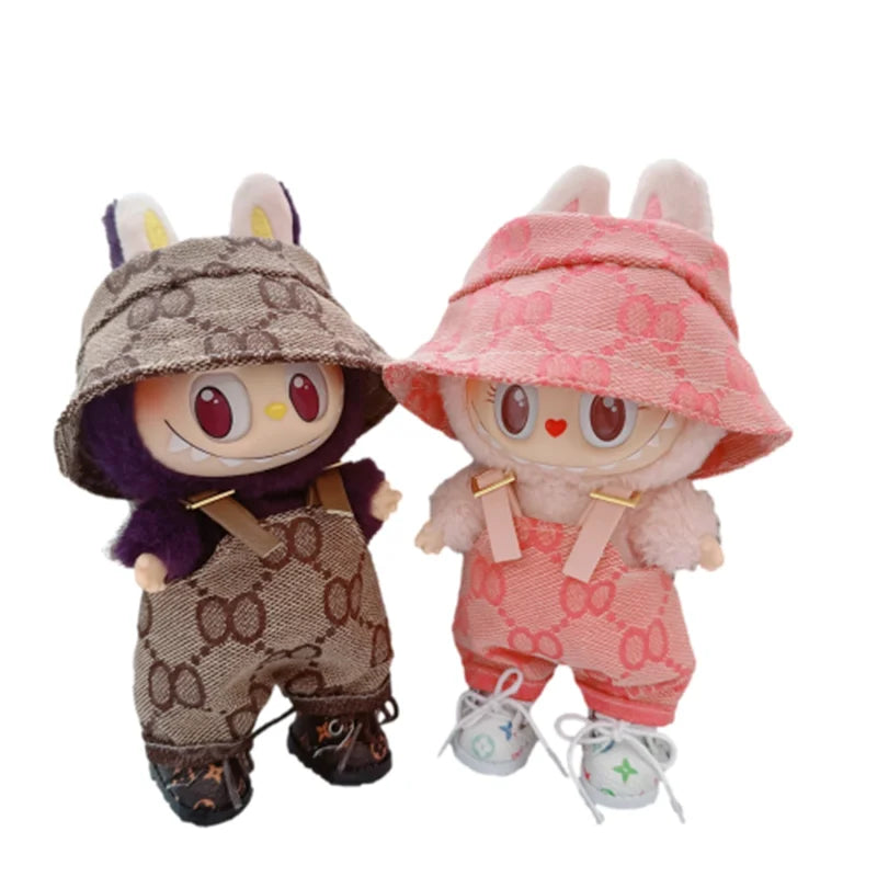 Mini Doll'S Clothes Outfit Accessories for 15-17cm  Labubu & 10cm Cotton Doll Love Hoodie Pink Children's toys