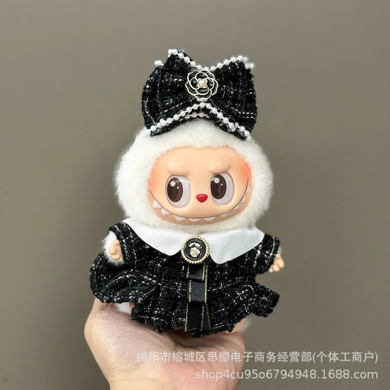 Labubu high imitation big baby clothes 17cm vinyl doll pendant plush toy clothes suit skirt