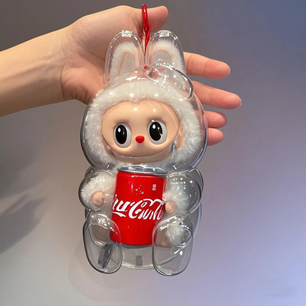 Labubu Coca Cola Happy Factor Transparent Protective Cover Dustproof Cover Storage Box -  Backpack - Hanging Decor
