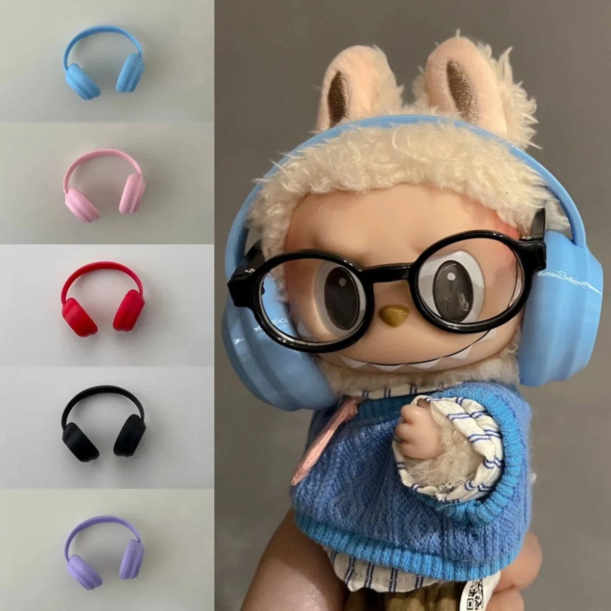 Labubu Accessories：17cm Labubu Fashion Earphone Accessories 10cm Cotton Doll Earphones Macaron Color Doll Earphones