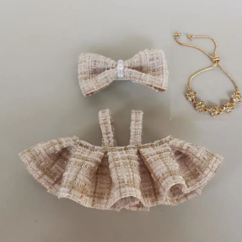 17cm Labubu Handmade Custom Clothing Paired With Elegant Dresses Printed Work Pants Scarves Fashion Shoes