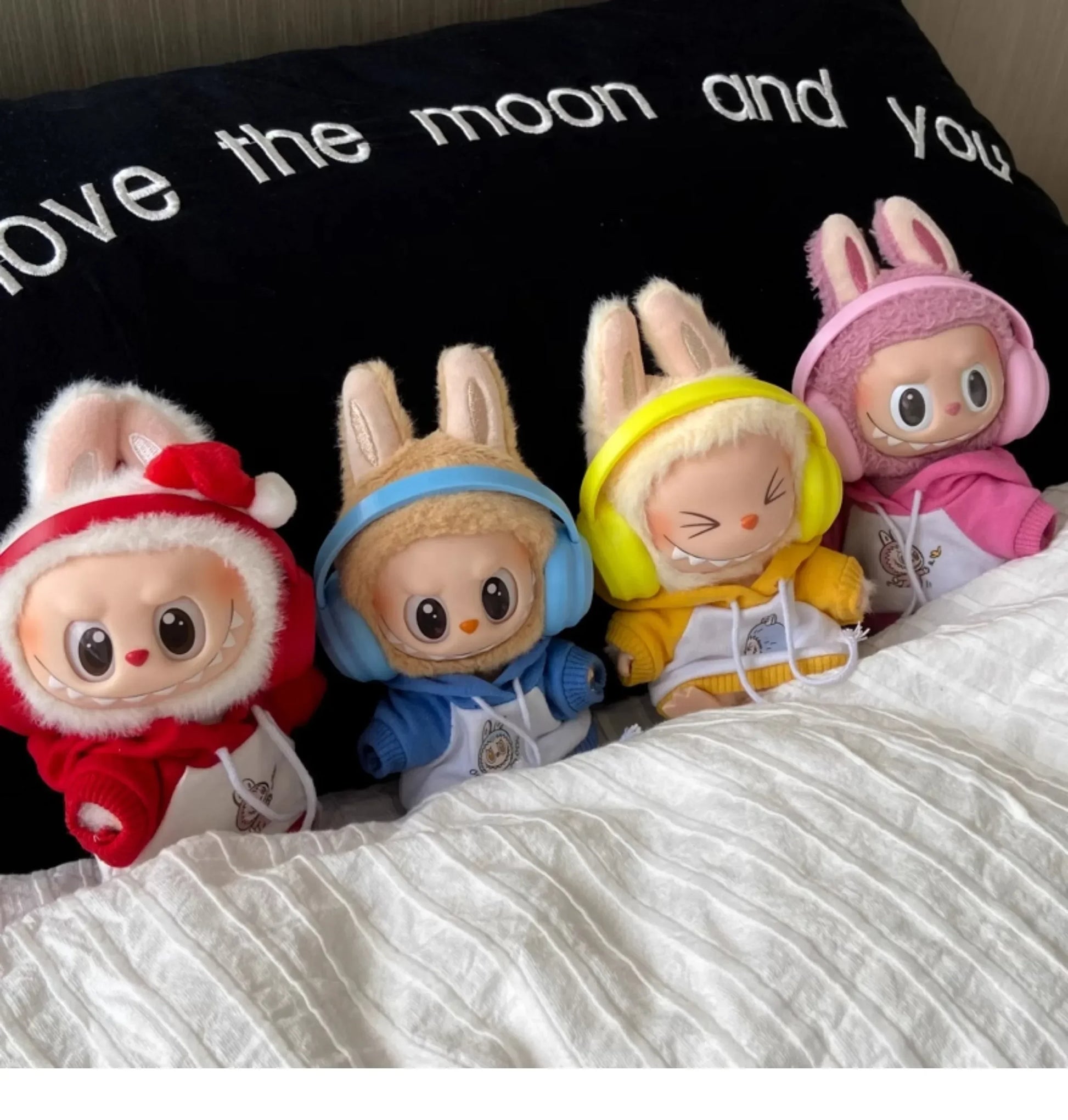 Labubu Accessories:17cm Labubu Fashion Earphone Accessories 10cm Cotton Doll Earphones Macaron Color Doll Earphones