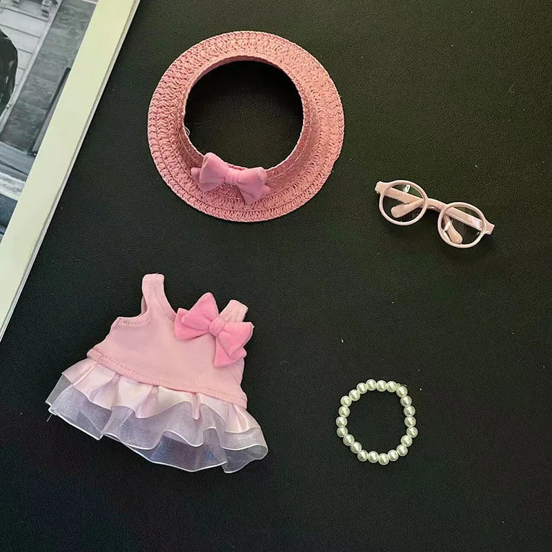 17cm Labubu Handmade Custom Clothing Paired With Elegant Dresses Printed Work Pants Scarves Fashion Shoes