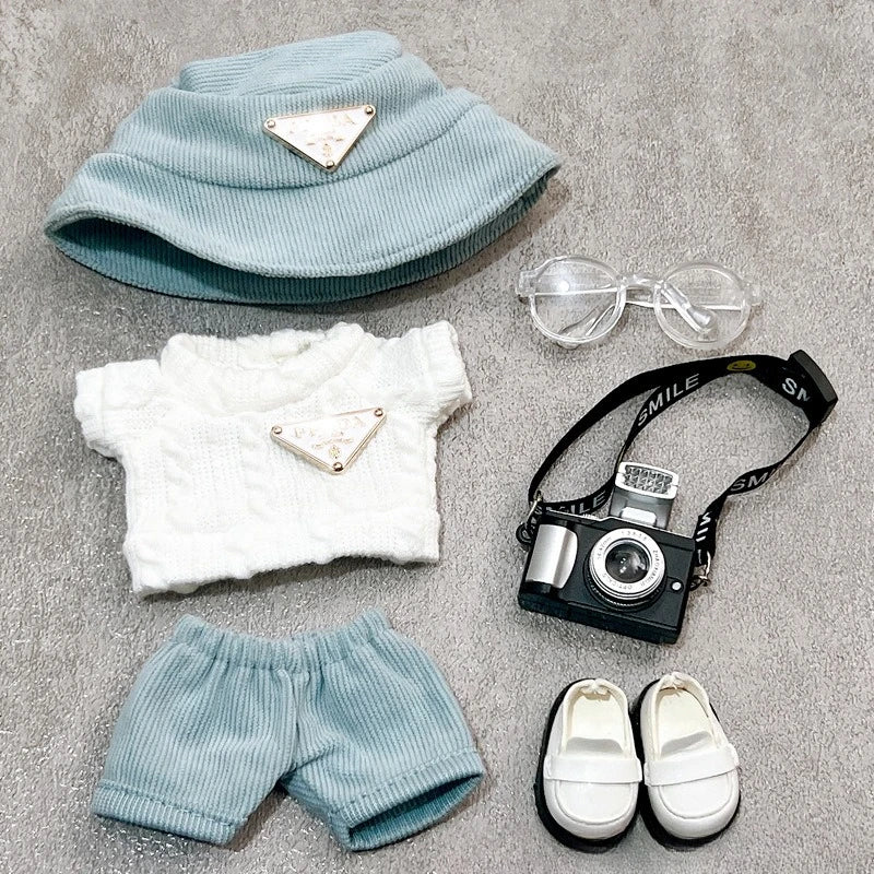 Labubu first and second generation baby clothes labubu triangle sweater overalls hat set can be worn for sitting parties