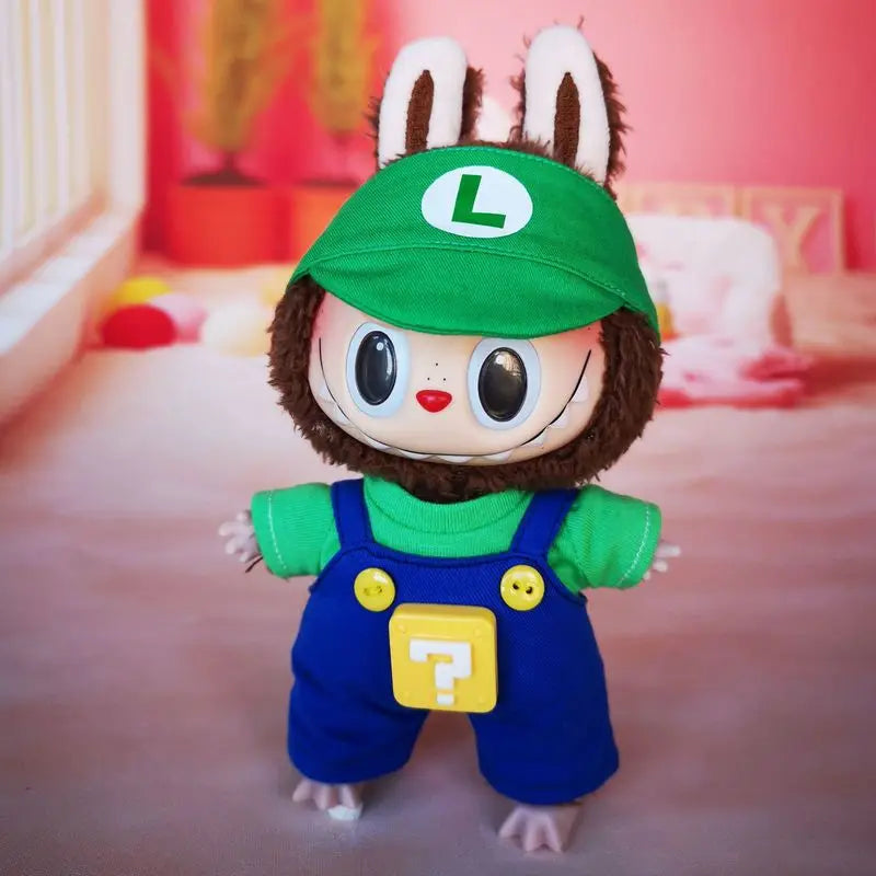 17cm Super Mario Cosplay Clothes Game Character Dress Up Clothes Labubu Clothes Keychain Dolls With Replacement Clothes