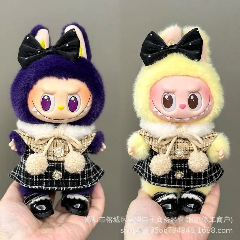 Labubu high imitation big baby clothes 17cm vinyl doll pendant plush toy clothes suit skirt