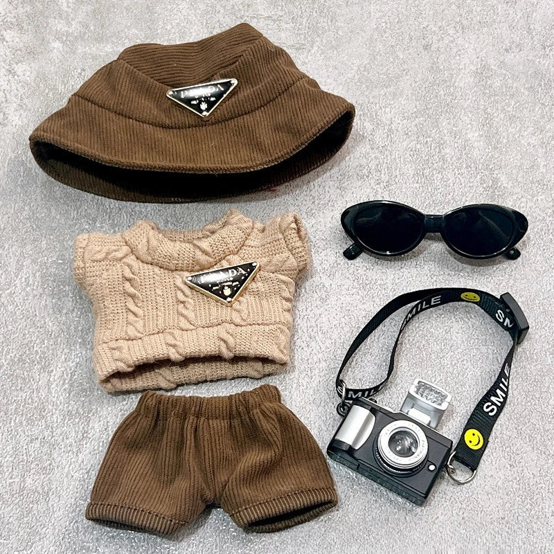 Labubu first and second generation baby clothes labubu triangle sweater overalls hat set can be worn for sitting parties