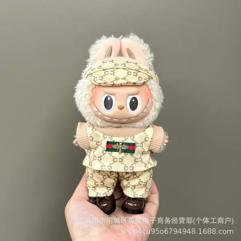 Labubu high imitation big baby clothes 17cm vinyl doll pendant plush toy clothes suit skirt