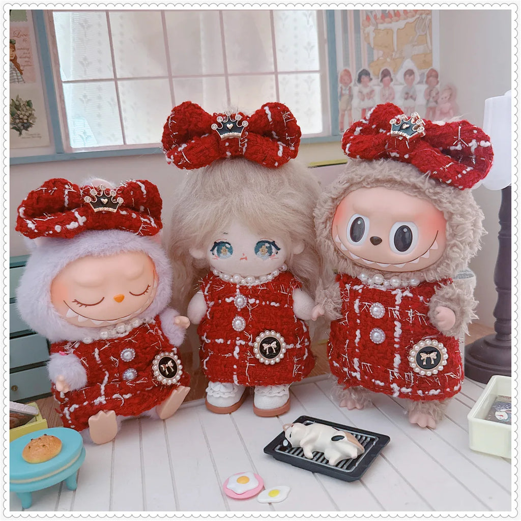 For 17cm Mini Doll Clothes Shoes and Clothes Dress Up 17cm Labubu II Dolls Clothes Doll Accessories Sitting Party Game Gift Toy