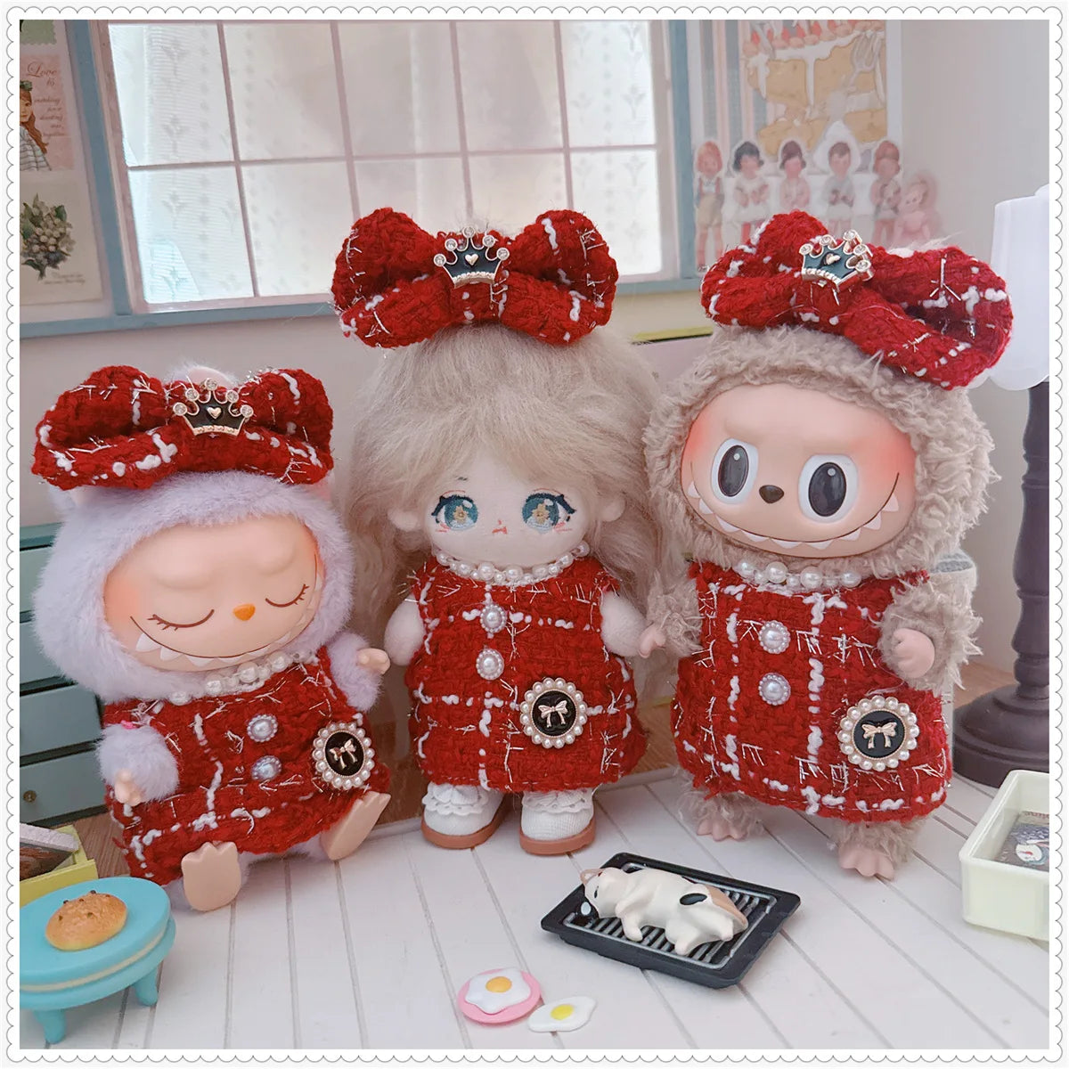 For 17cm Mini Doll Clothes Shoes and Clothes Dress Up 17cm Labubu II Dolls Clothes Doll Accessories Sitting Party Game Gift Toy
