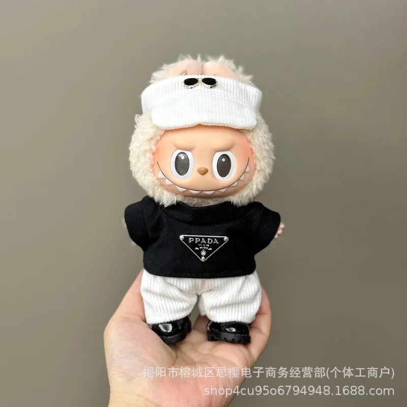 Labubu high imitation big baby clothes 17cm vinyl doll pendant plush toy clothes suit skirt