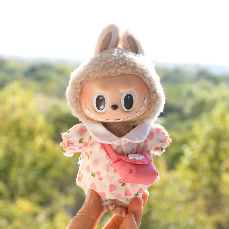 Only Clothes] 17cm Labubu V1 Clothes Outfit Dress Uniform Clothing Labubu Vinyl Pendant's Accessories Wedding Dress Girl Gift