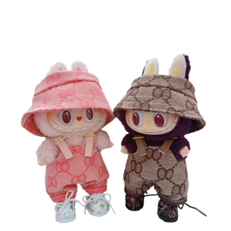 Mini Doll'S Clothes Outfit Accessories for 15-17cm  Labubu & 10cm Cotton Doll Love Hoodie Pink Children's toys