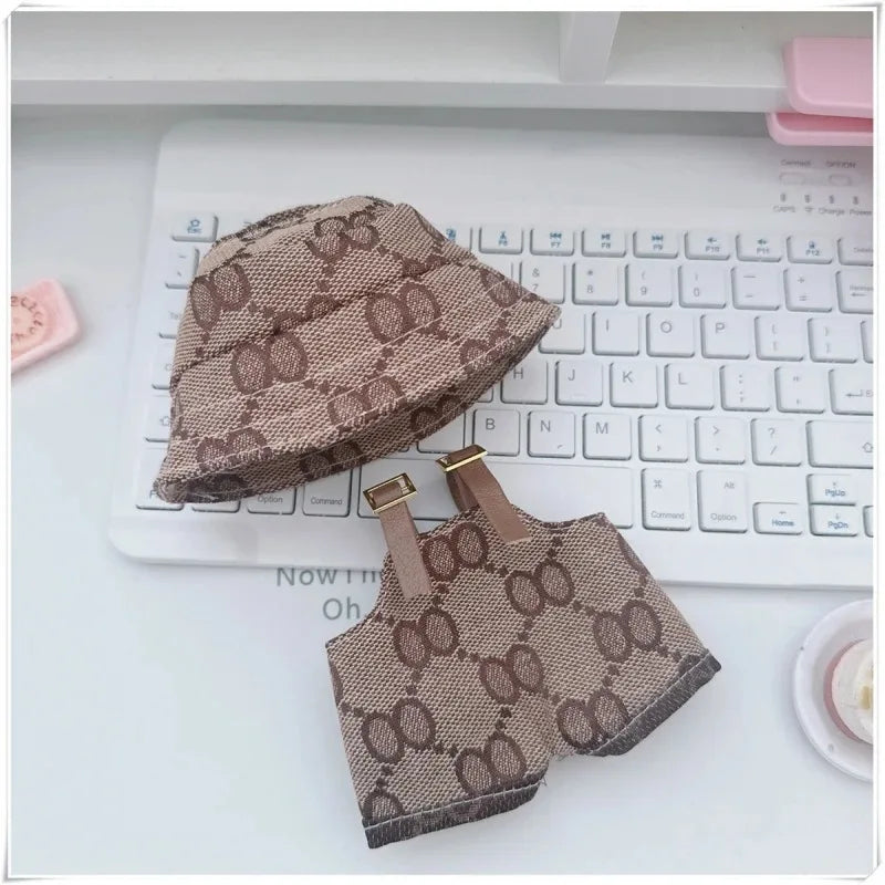 Mini Doll'S Clothes Outfit Accessories for 15-17cm  Labubu & 10cm Cotton Doll Love Hoodie Pink Children's toys