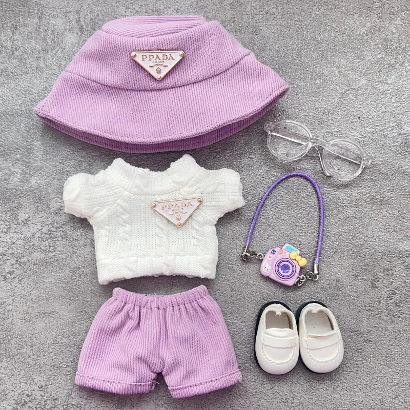 Labubu first and second generation baby clothes labubu triangle sweater overalls hat set can be worn for sitting parties