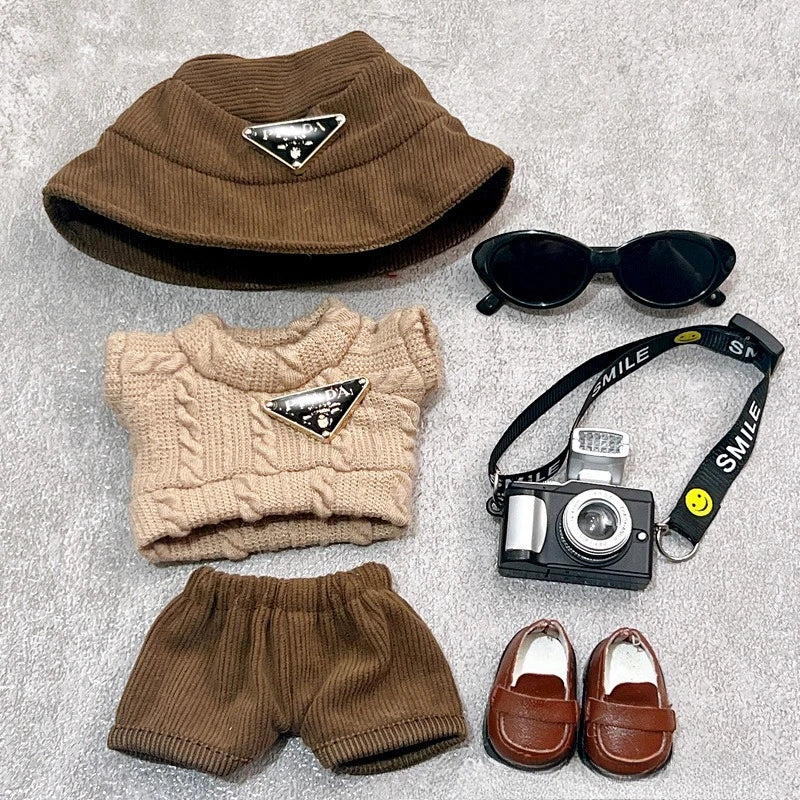 Labubu first and second generation baby clothes labubu triangle sweater overalls hat set can be worn for sitting parties