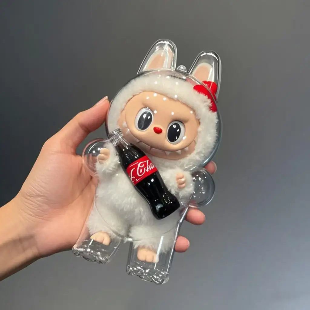 Labubu Coca Cola Happy Factor Transparent Protective Cover Dustproof Cover Storage Box -  Backpack - Hanging Decor