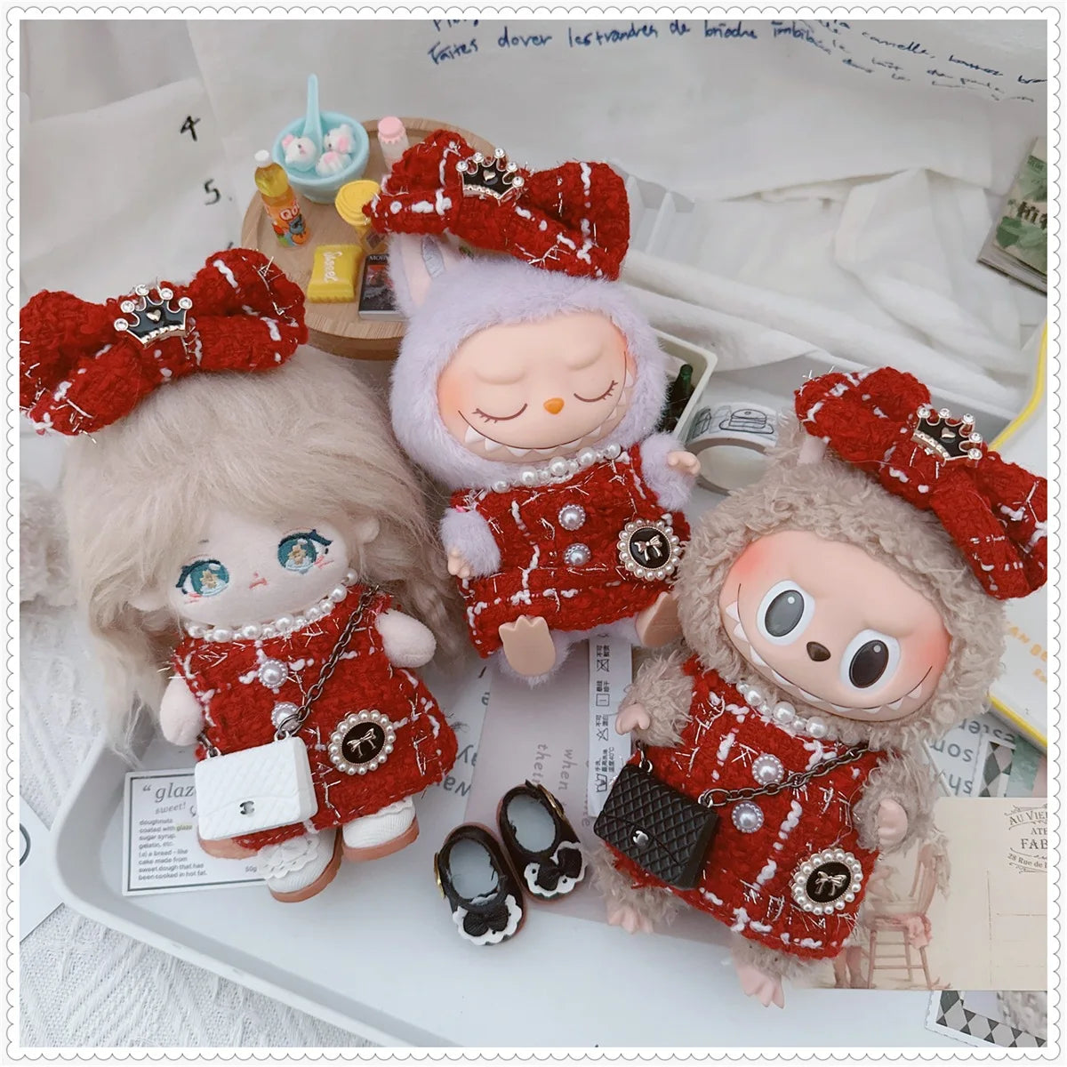 For 17cm Mini Doll Clothes Shoes and Clothes Dress Up 17cm Labubu II Dolls Clothes Doll Accessories Sitting Party Game Gift Toy