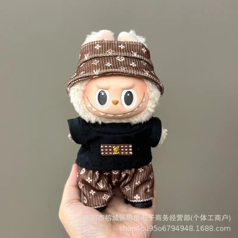 Labubu high imitation big baby clothes 17cm vinyl doll pendant plush toy clothes suit skirt
