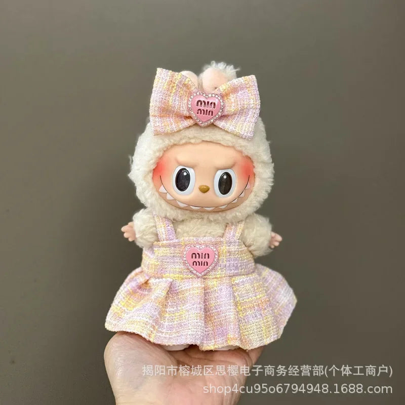 Labubu high imitation big baby clothes 17cm vinyl doll pendant plush toy clothes suit skirt