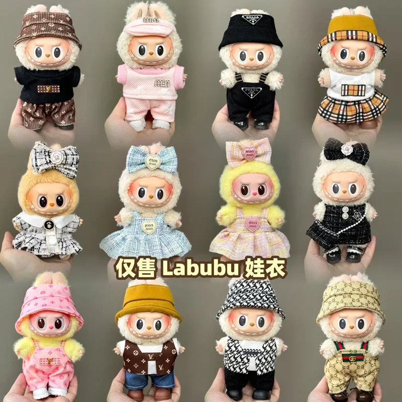 Labubu high imitation big baby clothes 17cm vinyl doll pendant plush toy clothes suit skirt