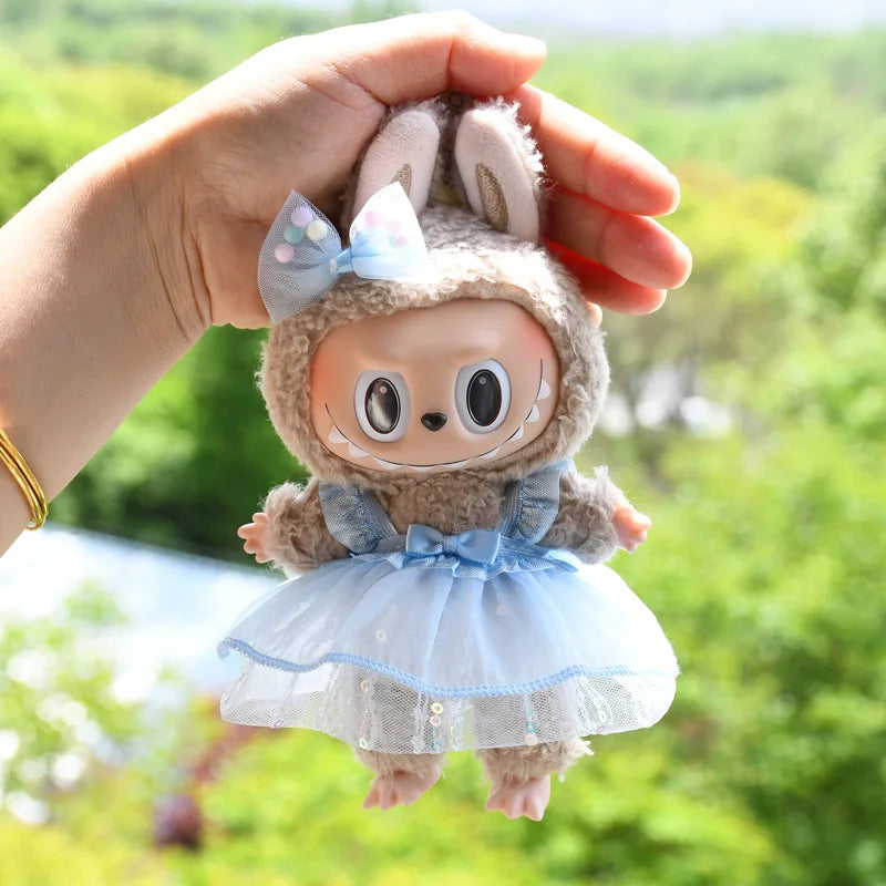 Only Clothes] 17cm Labubu V1 Clothes Outfit Dress Uniform Clothing Labubu Vinyl Pendant's Accessories Wedding Dress Girl Gift