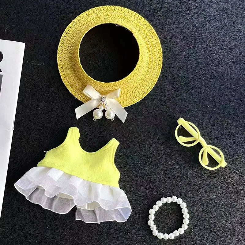 17cm Labubu Handmade Custom Clothing Paired With Elegant Dresses Printed Work Pants Scarves Fashion Shoes