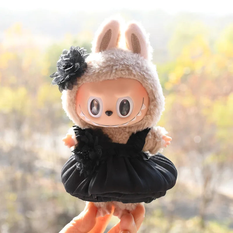 Only Clothes] 17cm Labubu V1 Clothes Outfit Dress Uniform Clothing Labubu Vinyl Pendant's Accessories Wedding Dress Girl Gift