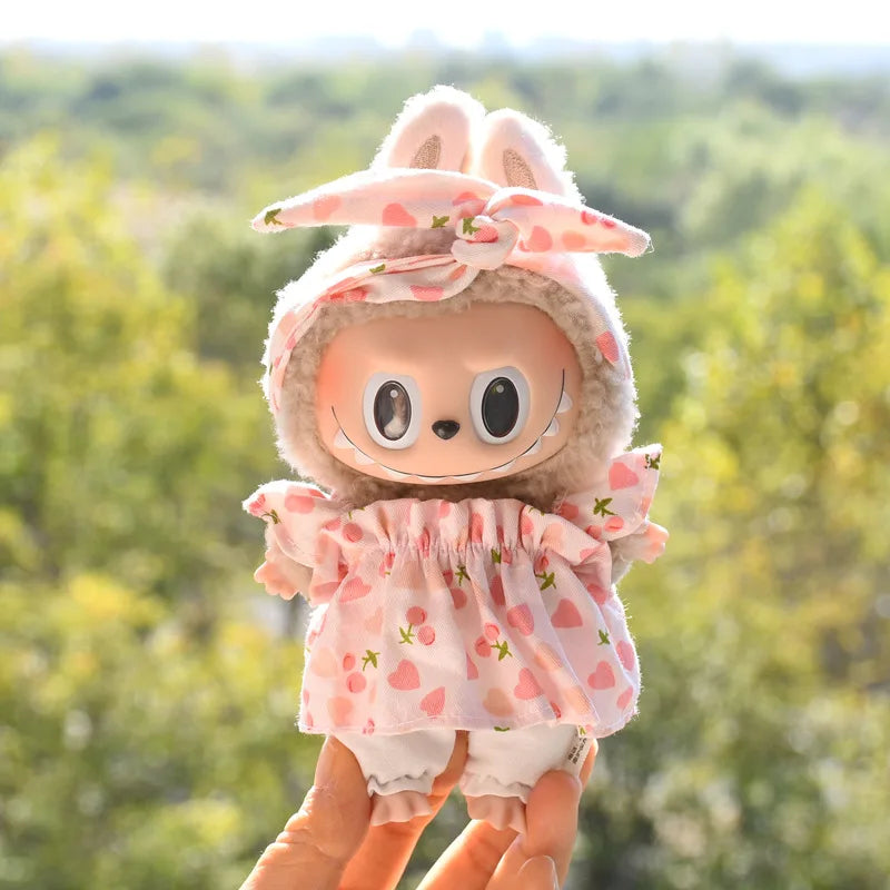 Only Clothes] 17cm Labubu V1 Clothes Outfit Dress Uniform Clothing Labubu Vinyl Pendant's Accessories Wedding Dress Girl Gift