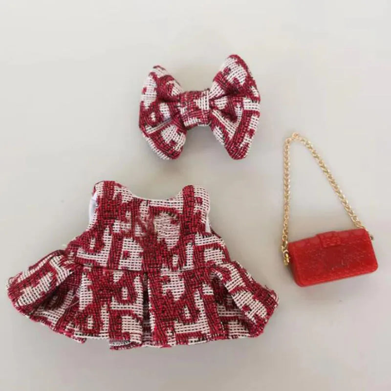 17cm Labubu Handmade Custom Clothing Paired With Elegant Dresses Printed Work Pants Scarves Fashion Shoes