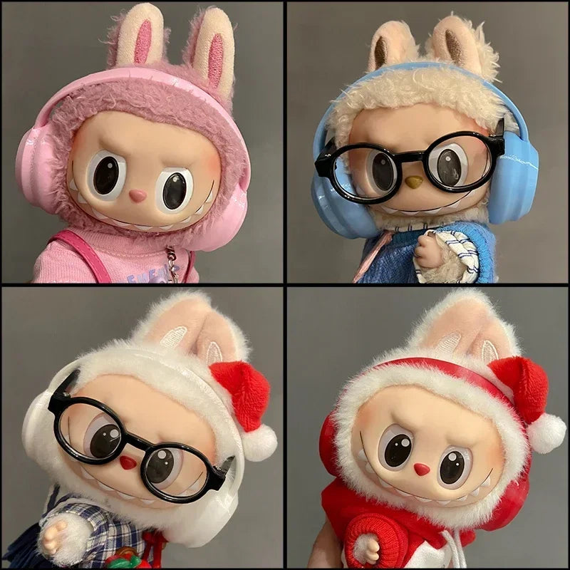 Labubu Accessories:17cm Labubu Fashion Earphone Accessories 10cm Cotton Doll Earphones Macaron Color Doll Earphones