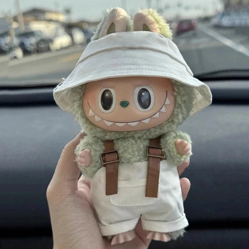 For Labubu 15-17 cm v1v2 Outfit Accessories Mini Hat Overalls Set Decoration Small Clothes Children's Toys Birthday Gift