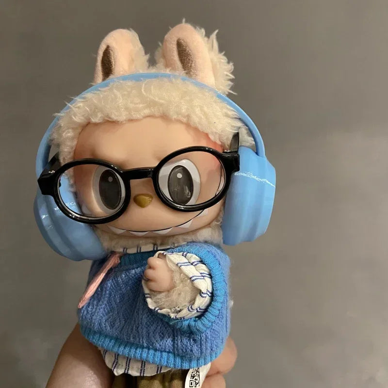 Labubu Accessories:17cm Labubu Fashion Earphone Accessories 10cm Cotton Doll Earphones Macaron Color Doll Earphones