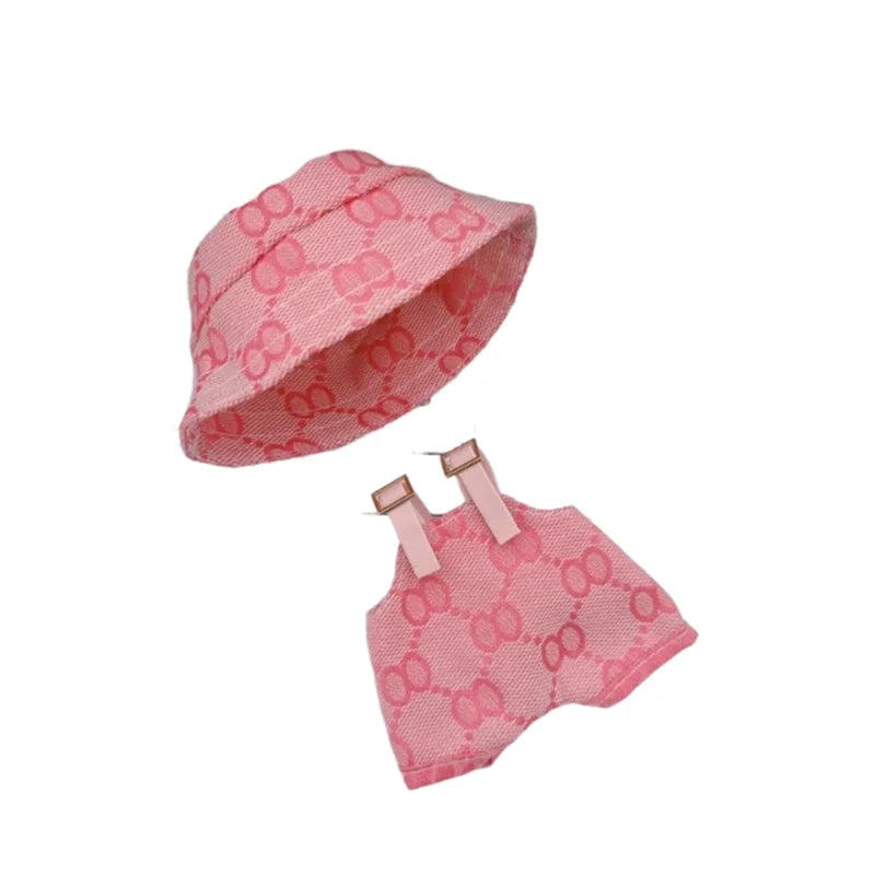 Mini Doll'S Clothes Outfit Accessories for 15-17cm  Labubu & 10cm Cotton Doll Love Hoodie Pink Children's toys