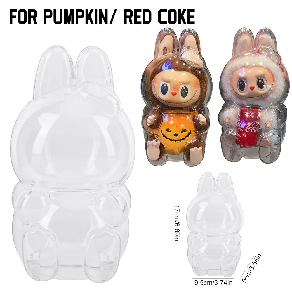 Labubu Coca Cola Happy Factor Transparent Protective Cover Dustproof Cover Storage Box -  Backpack - Hanging Decor